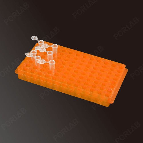 Micro-Centrifuge Tube Rack, ORANGE, TUBES DIA. 1.5ML AND 0.5 ML, 96 PLACES