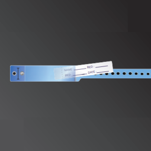 IDENTIFICATION WRISTBAND FOR KID, BLUE, WITH INSERTED CARDBOARD FOR WRITING