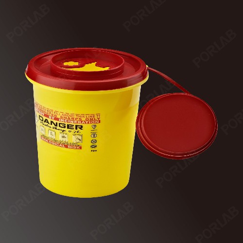 SHARP CONTAINER, YELLOW, ROUND, RED CAP, 0.7 L