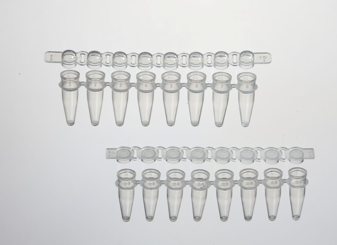 PCR 8-TUBE SRRIPS, WITH SEPARATED FLAT CAP, 0.2ML