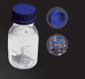 REAGENT BOTTLE, AUTOCLAVABLE, GRADUATED, CLEAR GLASS, BLUE SCREW CAP, 250 ML