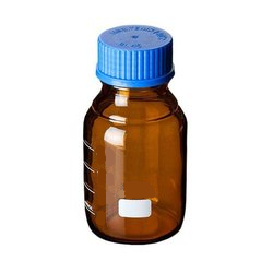 REAGENT BOTTLE, AUTOCLAVABLE, GRADUATED, AMBER GLASS, BLUE SCREW CAP,  50 ML