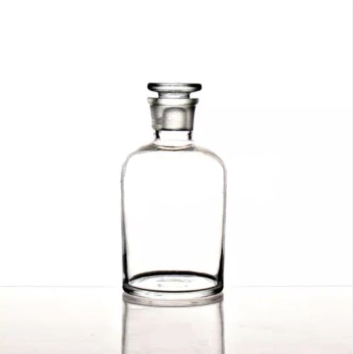 REAGENT BOTTLE, WITH GLASS STOPPER, AUTOCLAVABLE, NARROW MOUTH, CLEAR GLASS, 125 ML