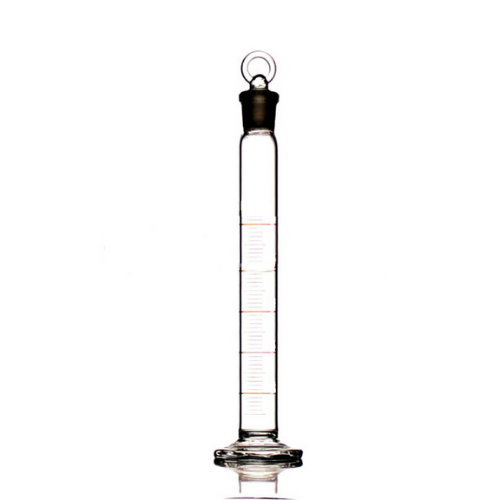 MEASURING CYLINDER, GLASS, GRADUATED, GLASS STOPPER, ROUND BASE, 250 ML