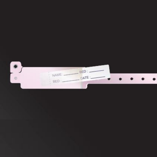 IDENTIFICATION WRISTBAND FOR ADULT, PINK, WITH INSERTED CARDBOARD FOR WRITING