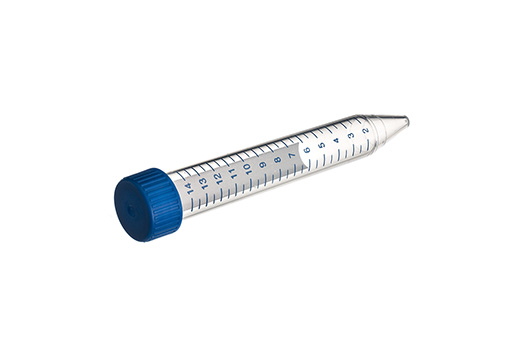 TEST TUBE, PP, GRADUATED, SCREW CAP, CONICAL BOTTOM, STERILE, 15 ML