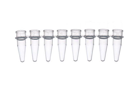 PCR 8-TUBE STRIPS, PP, WITHOUT CAP, NATURAL, 0.2 ML