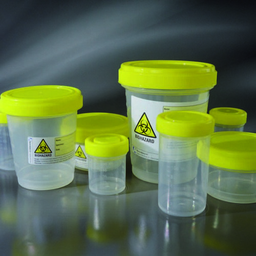 SURGICAL SPECIMEN CONTAINERS, PP, GRADUATED, SECURITY SCREW CAP, YELLOW, WITHOUT LABEL, 500 ML