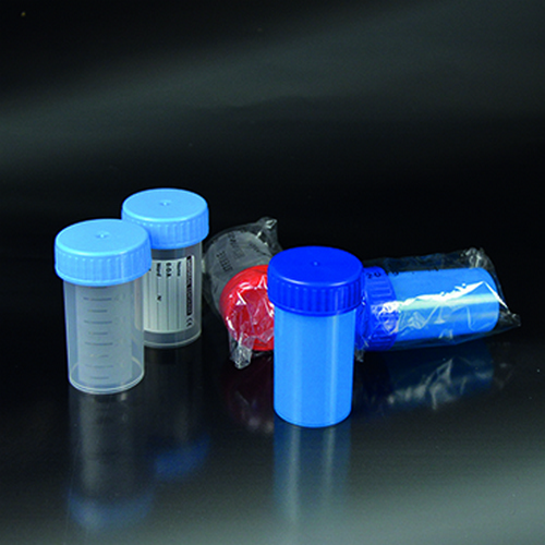 UNIVERSAL CONTAINER, PP, GRADUATED, BLUE SCREW CAP, 60ML