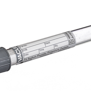 Vacuette FX Sodium Fluoride/ Potassium Oxalate tube, premium cap, paper label, 6 ml
